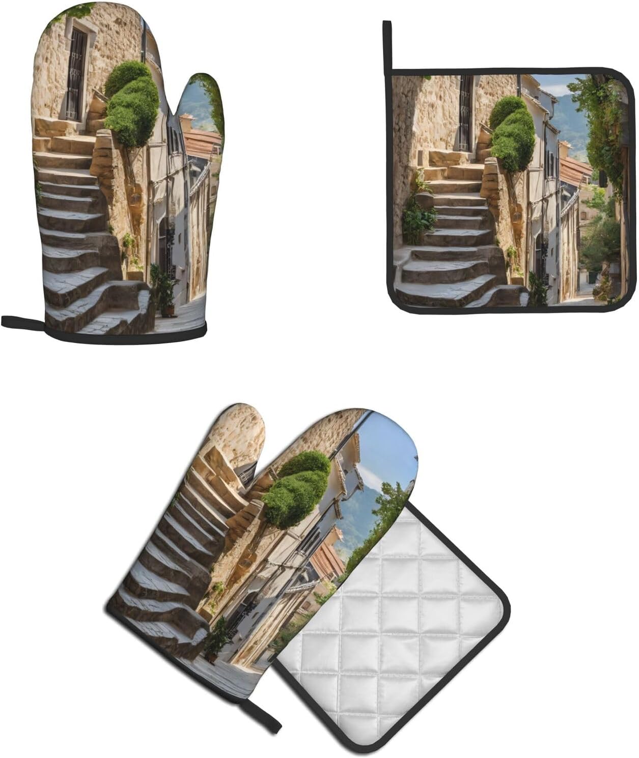 Italian Tuscan Oven Mitt Pot Holder Set