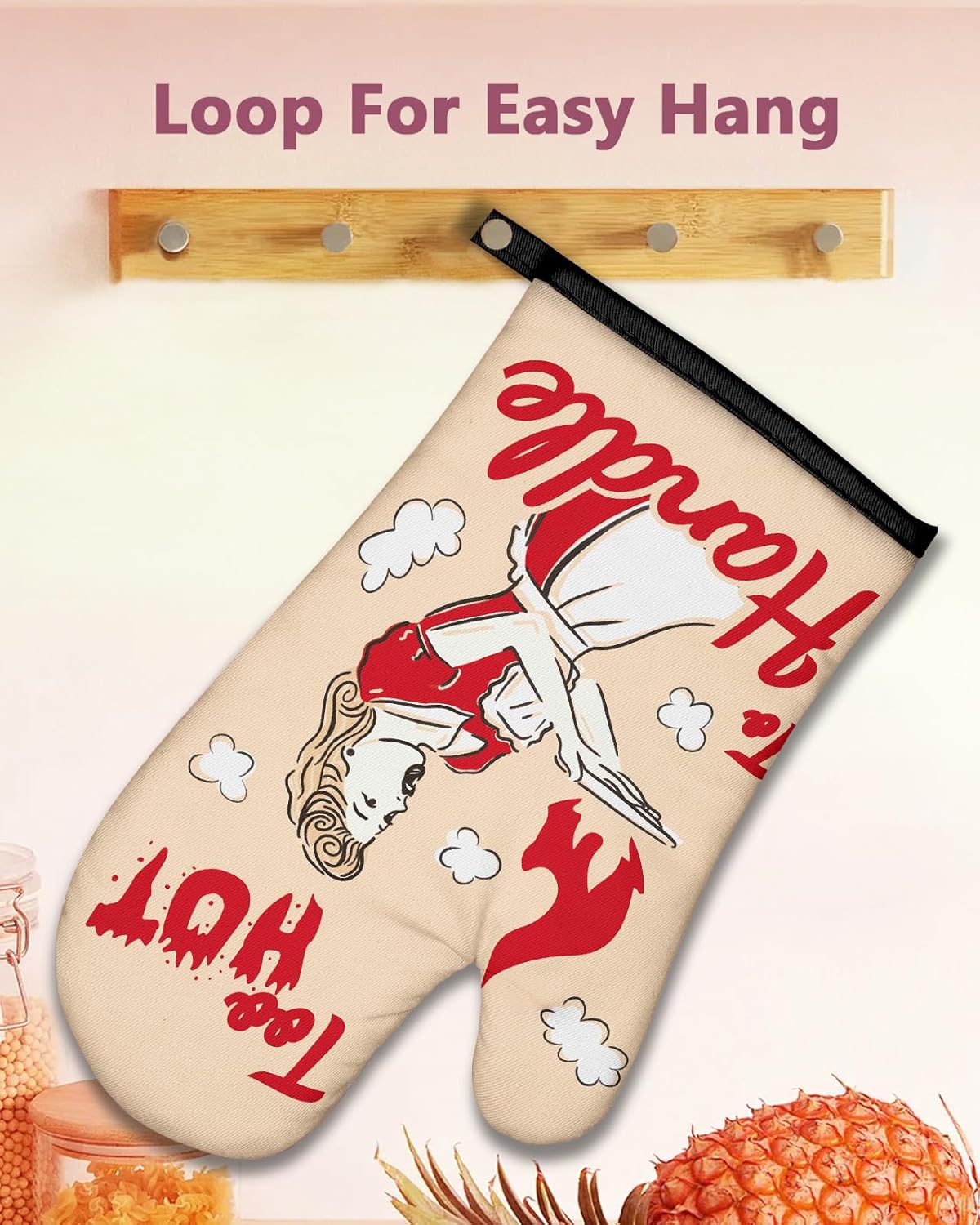 Swooflia Funny Oven Mitts Heat-Resistant Kitchen Gloves for Women