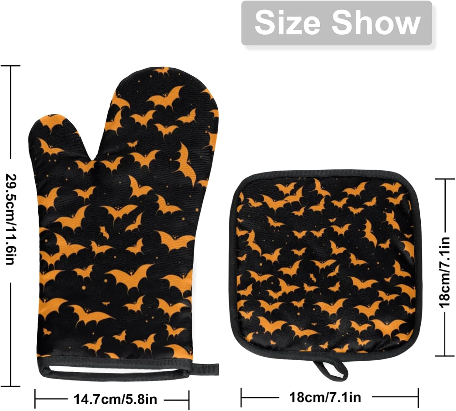 Silly Halloween Bats Oven Mitts