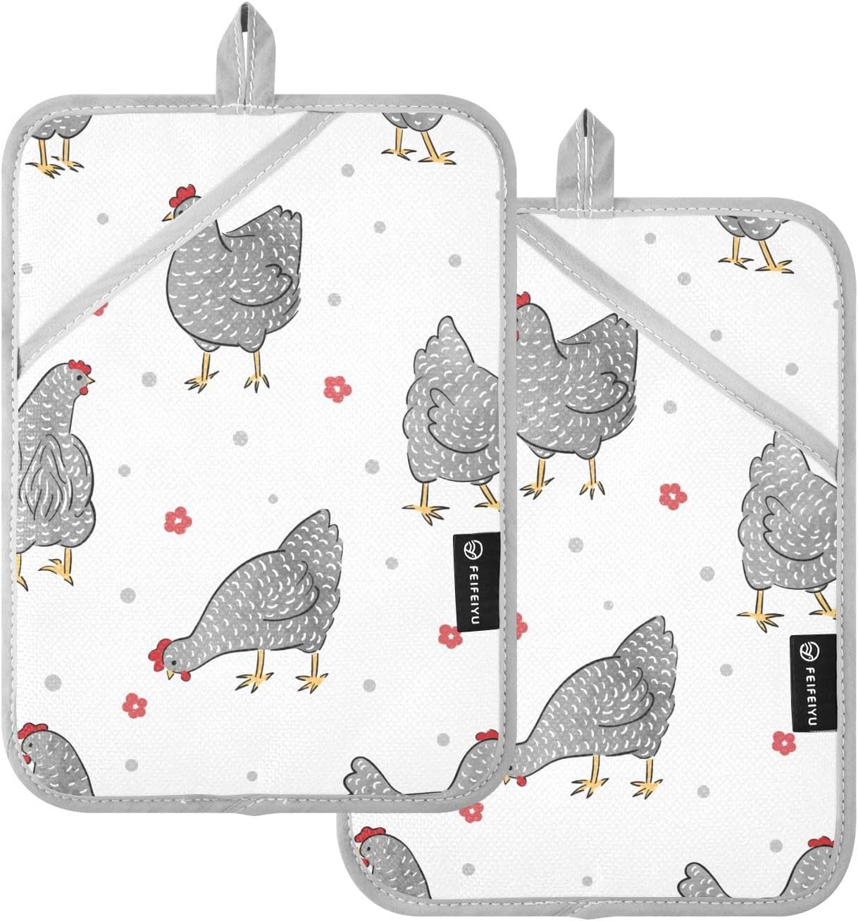 Dalzium Potholder Set of 2 Heat Resistant Oven Mitts with Hand Pocket