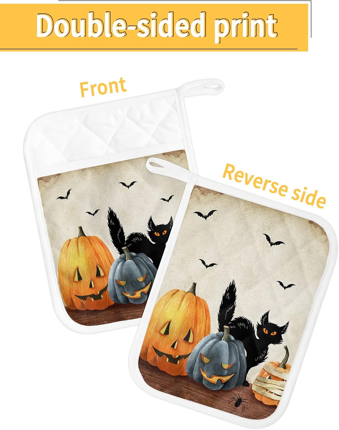 Black Cat Halloween Pot Holders Set of 5