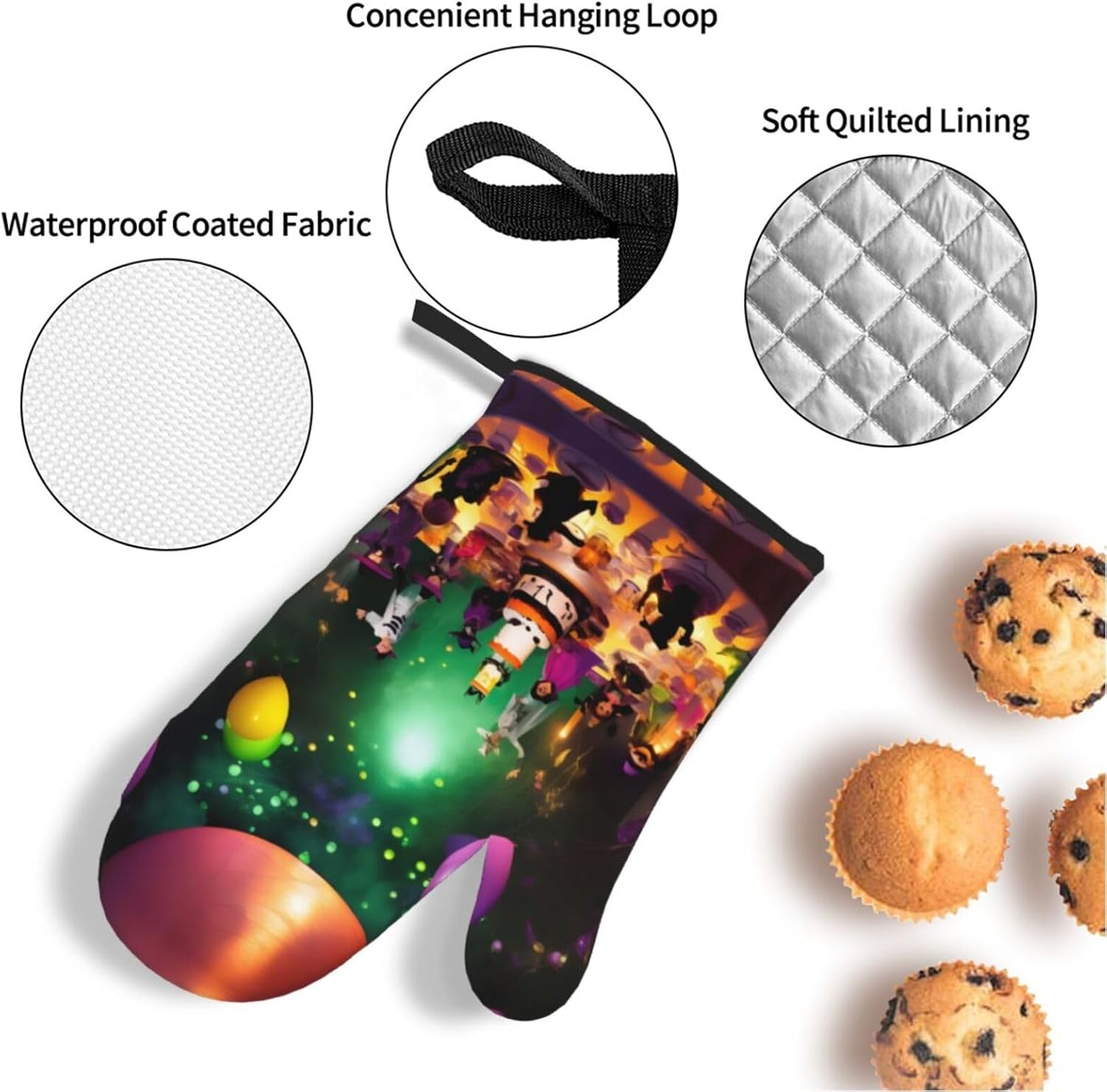 Halloween Party Oven Mitts Heat-Resistant Waterproof Durable