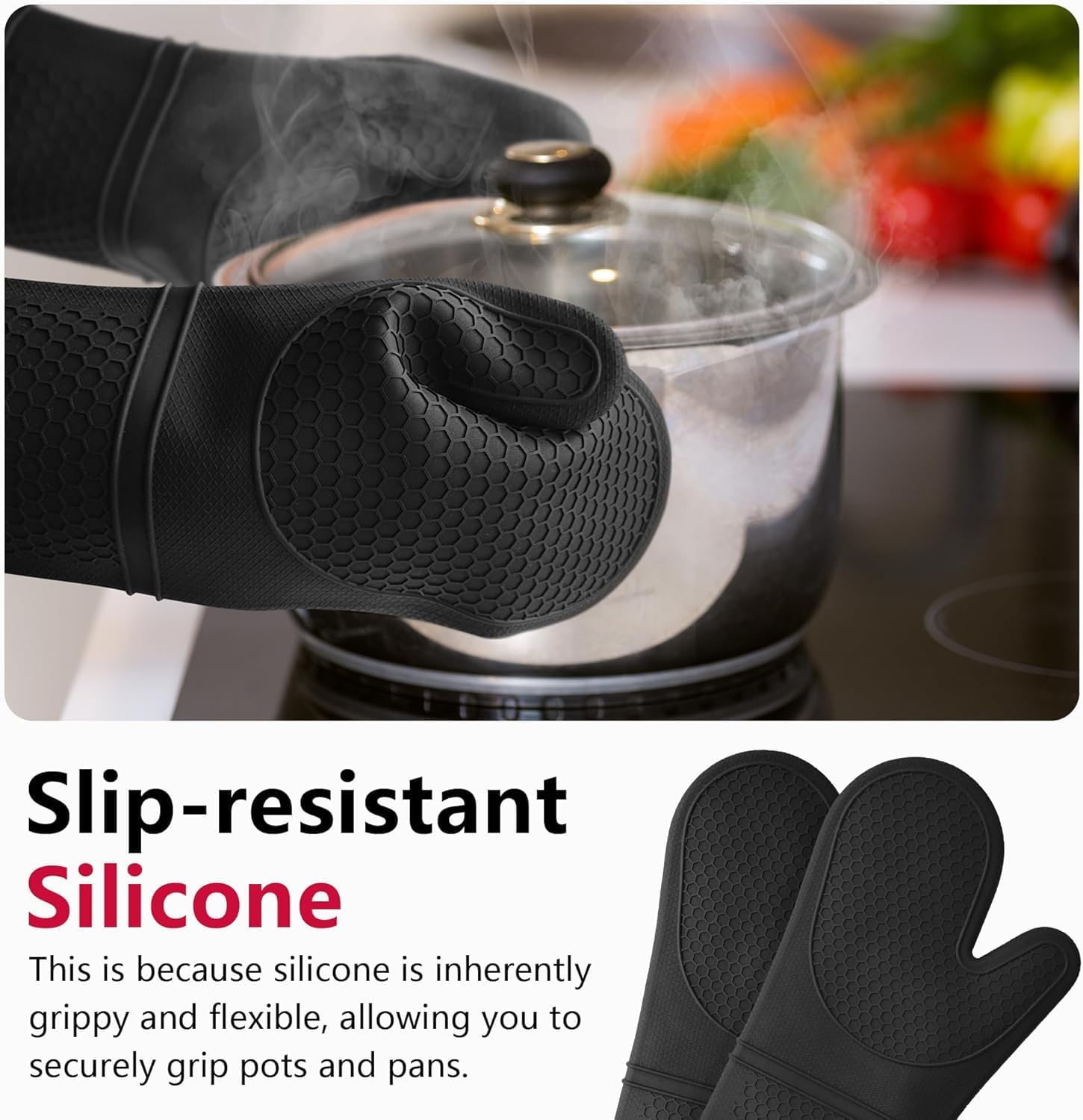 Extra Long Silicone Oven Mitts
