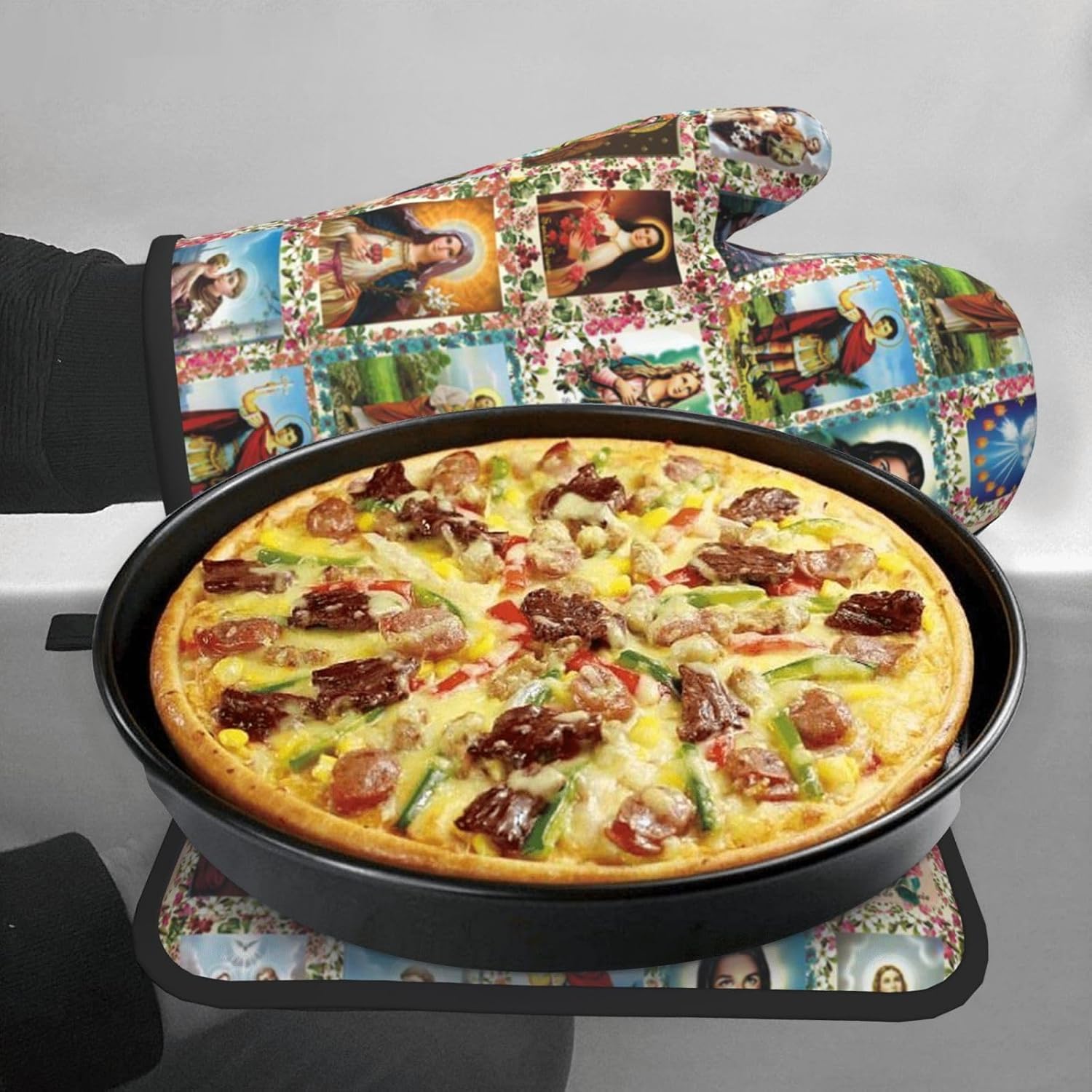 Catholic Saints Oven Mitts Pot Holders Heat-Resistant Fasty Functional