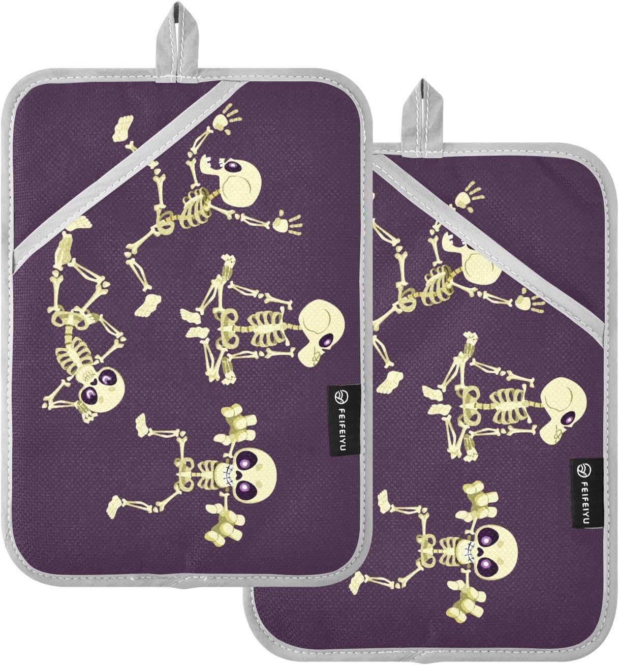 2-Piece Spooky Halloween Skeleton Pot Holder Set