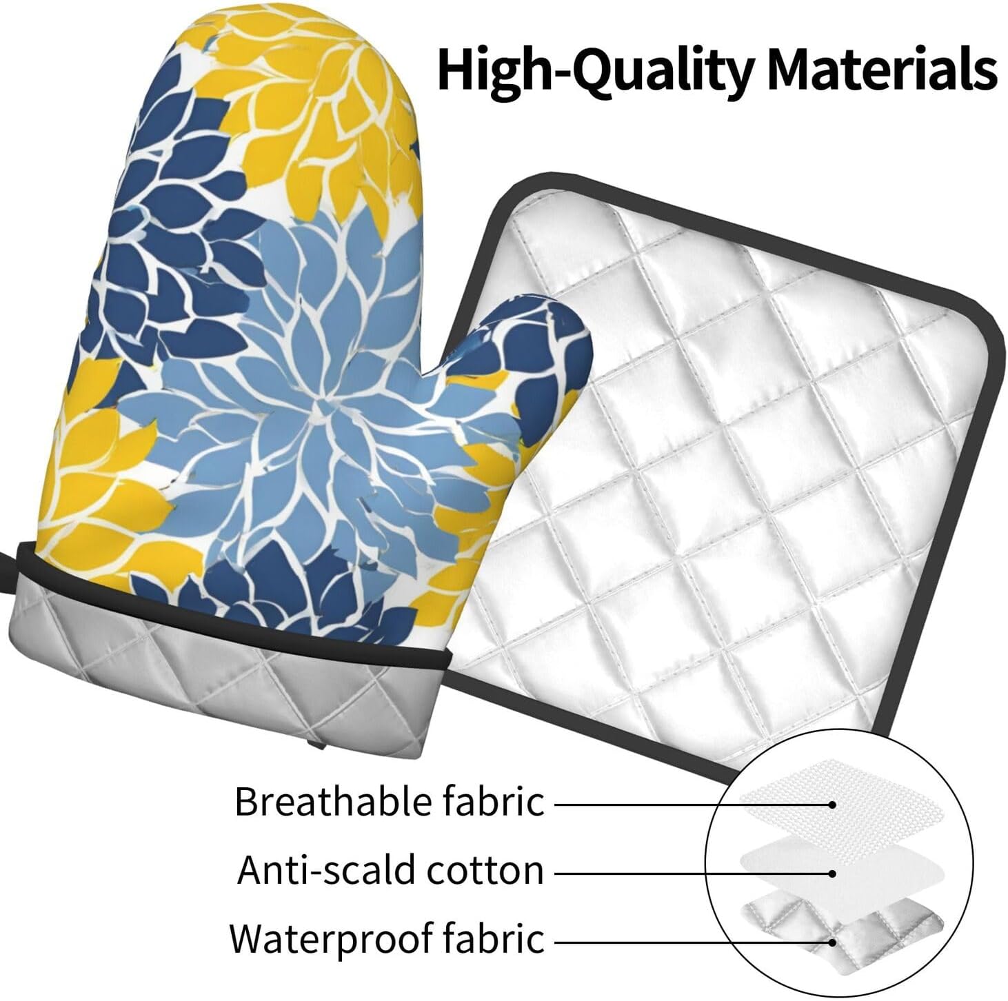 Dahlia Pinnata Oven Mitt Pot Holder Set
