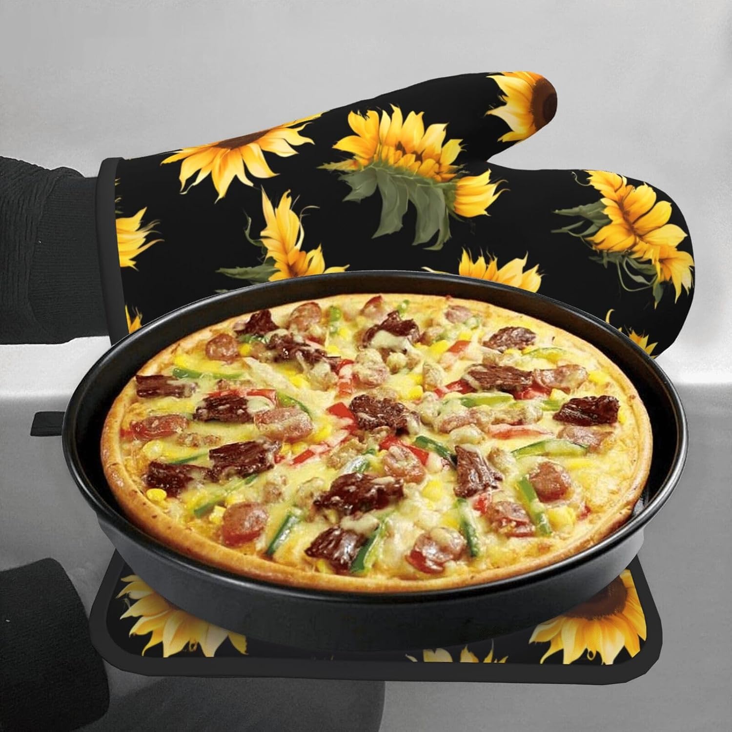Sunflower Oven Mitts Set