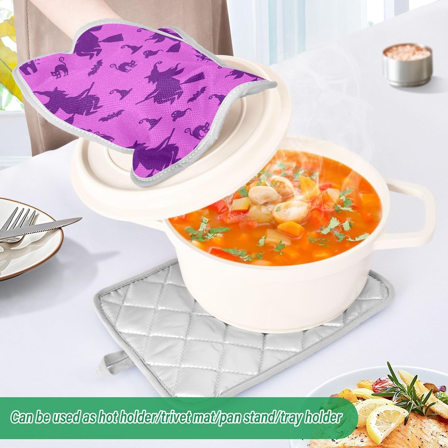 OurVii Halloween Witch Hat Potholders Set