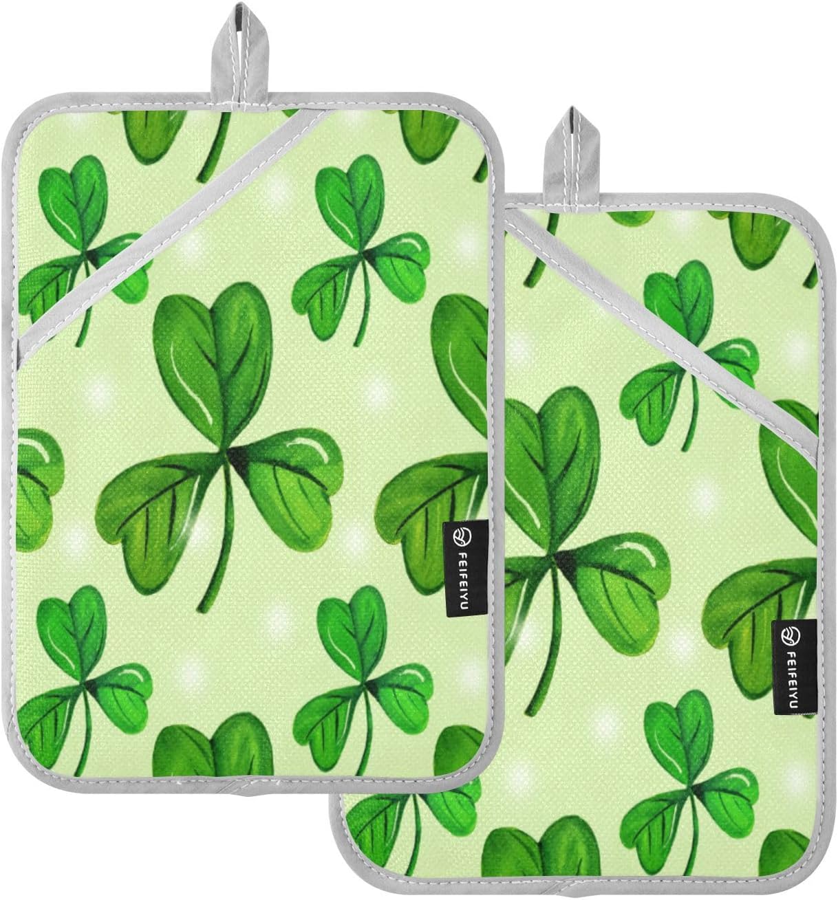 Kcldeci Watercolour Shamrock Pattern Pot Holders