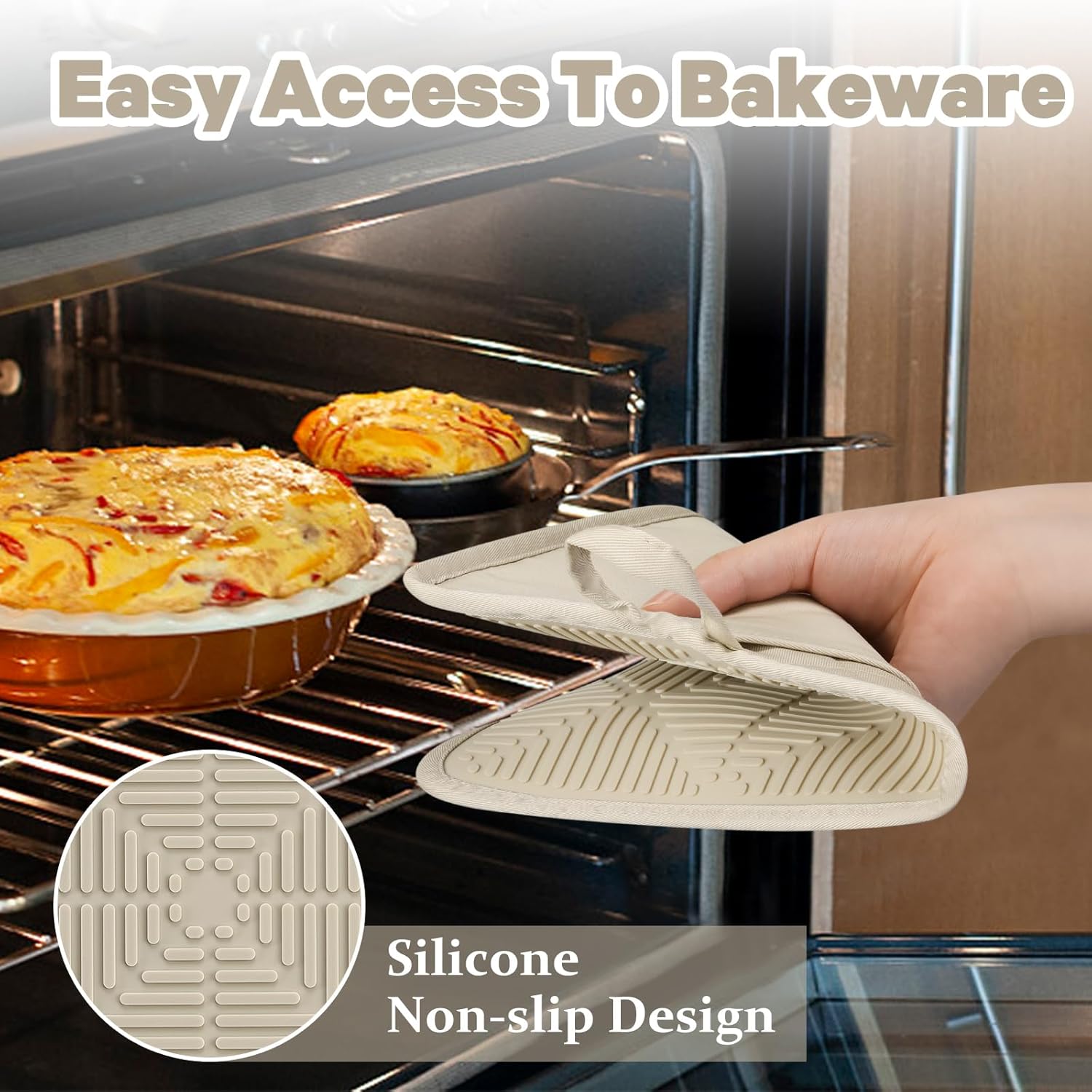 PIQUEBAR Heat-Resistant Silicone Potholders Set of 2