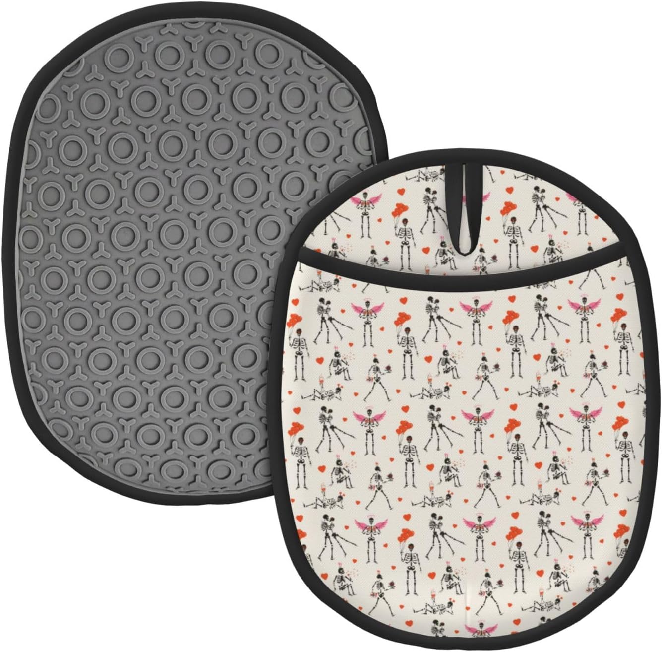 Halloween Love Skull Pot Holder Pair