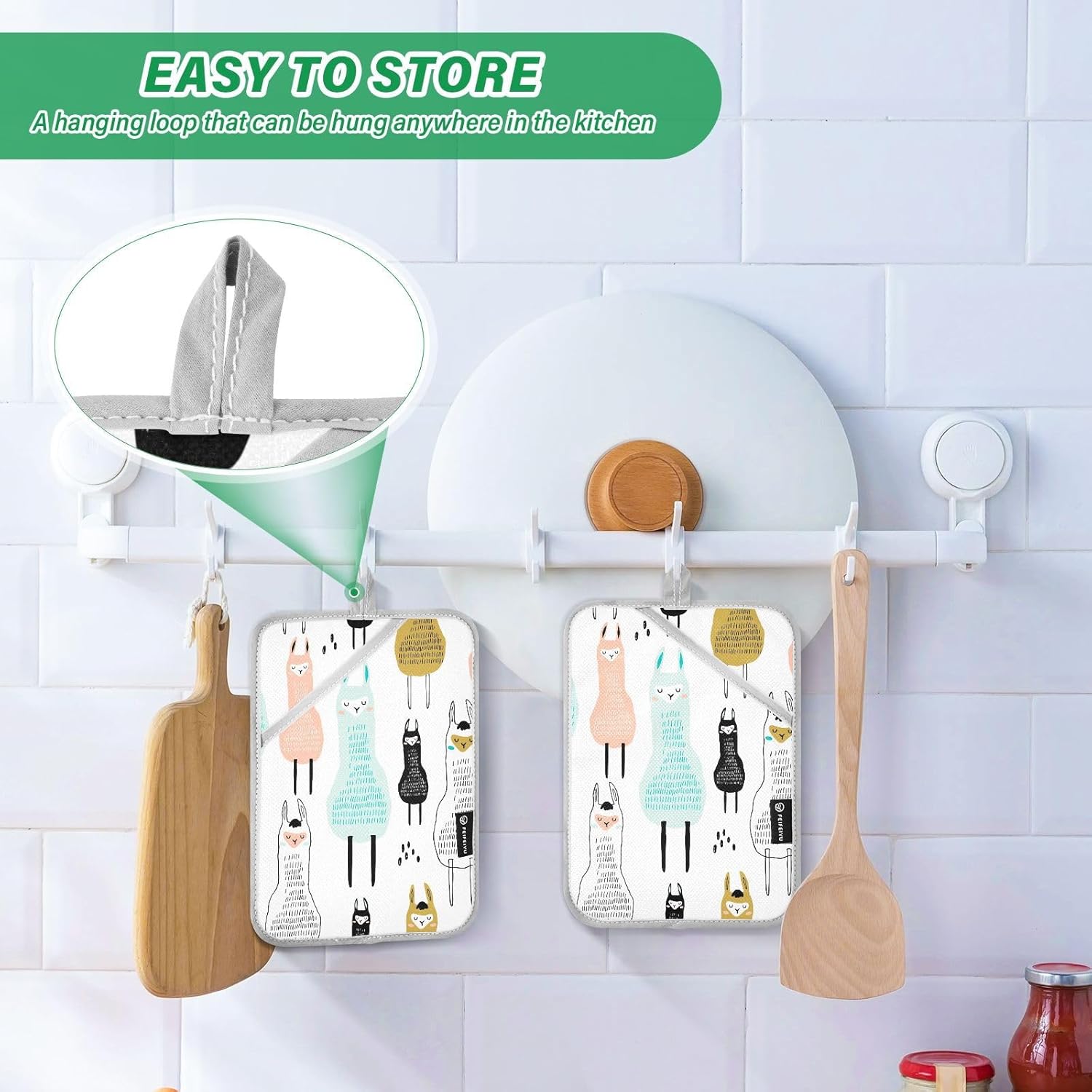 Dxzium Potholder Llama Set 2 - Heat Resistant Kitchen Tools