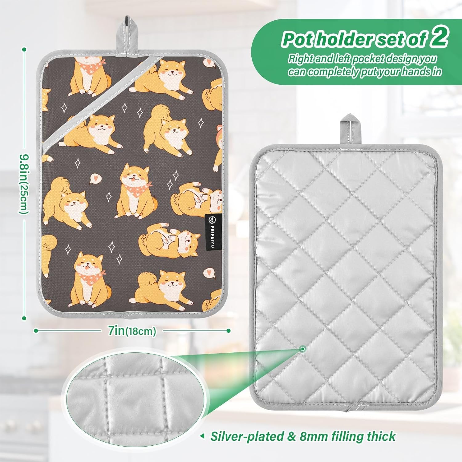 Double the Love Kawaii Shiba Inu Potholder Set to Protect Your Kitchen