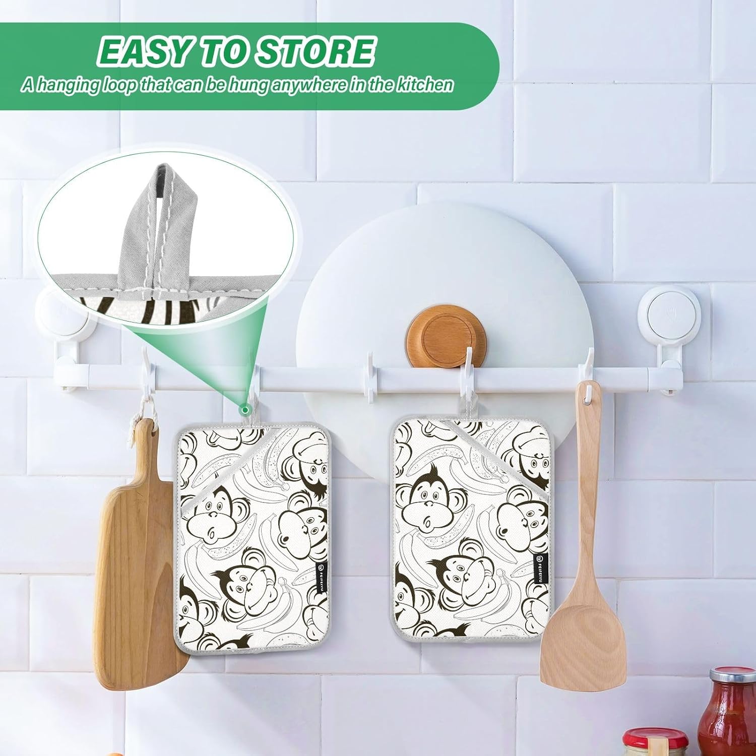 Dalzium Potholder Set of 2 Heat Resistant Oven Mitts with Hand Pockets