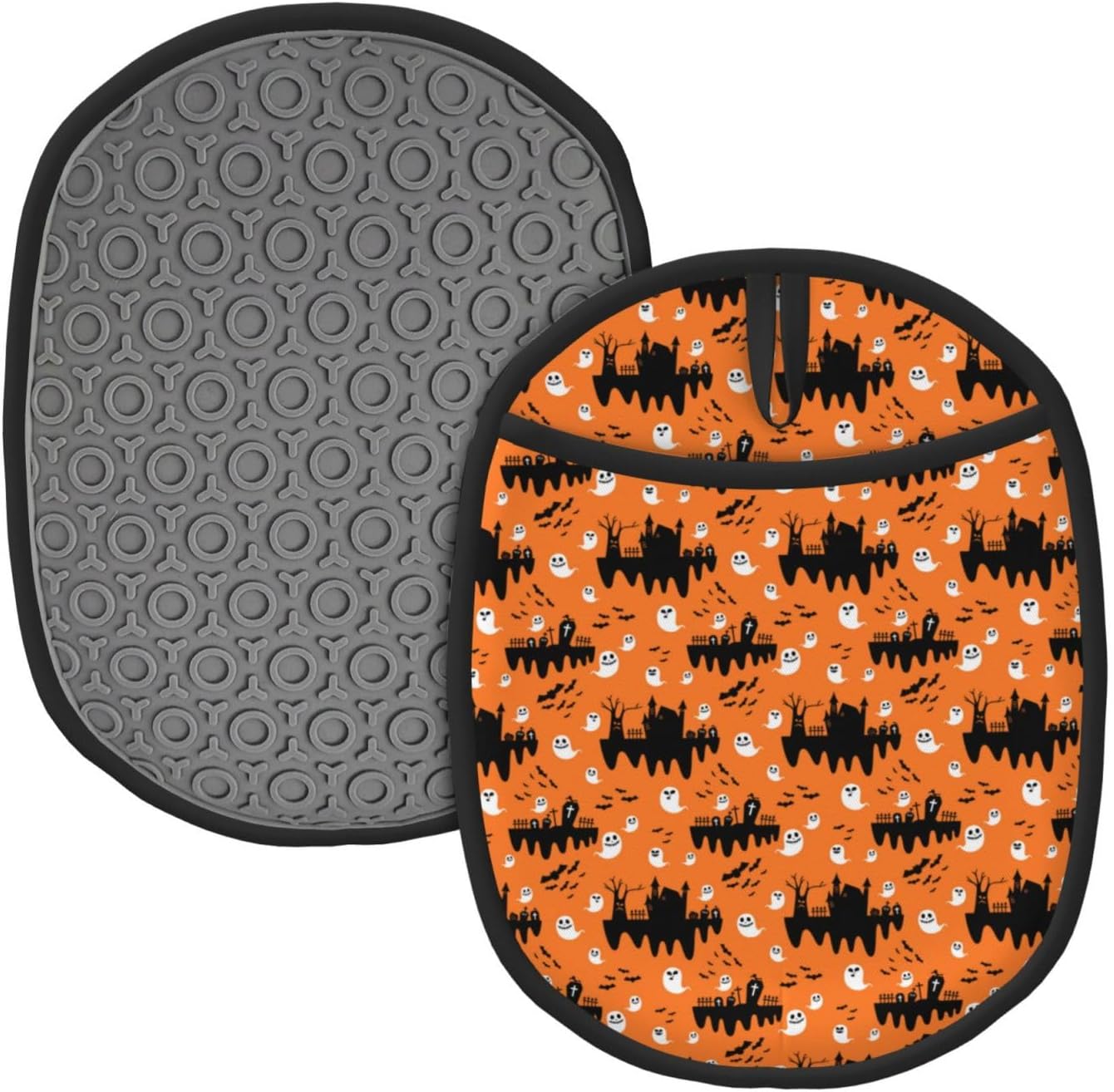 Halloween Spooky White Oven Mitts with Hanging Loop
