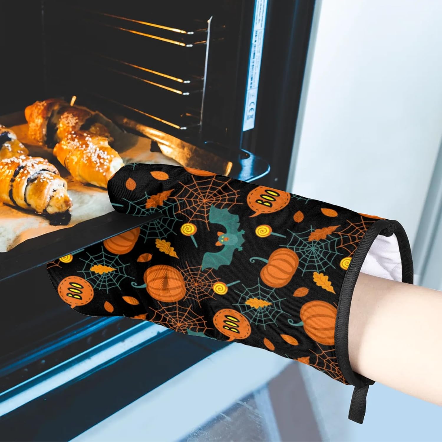 Kawaii Halloween Bat Pumpkin Oven Mitts Set of 2