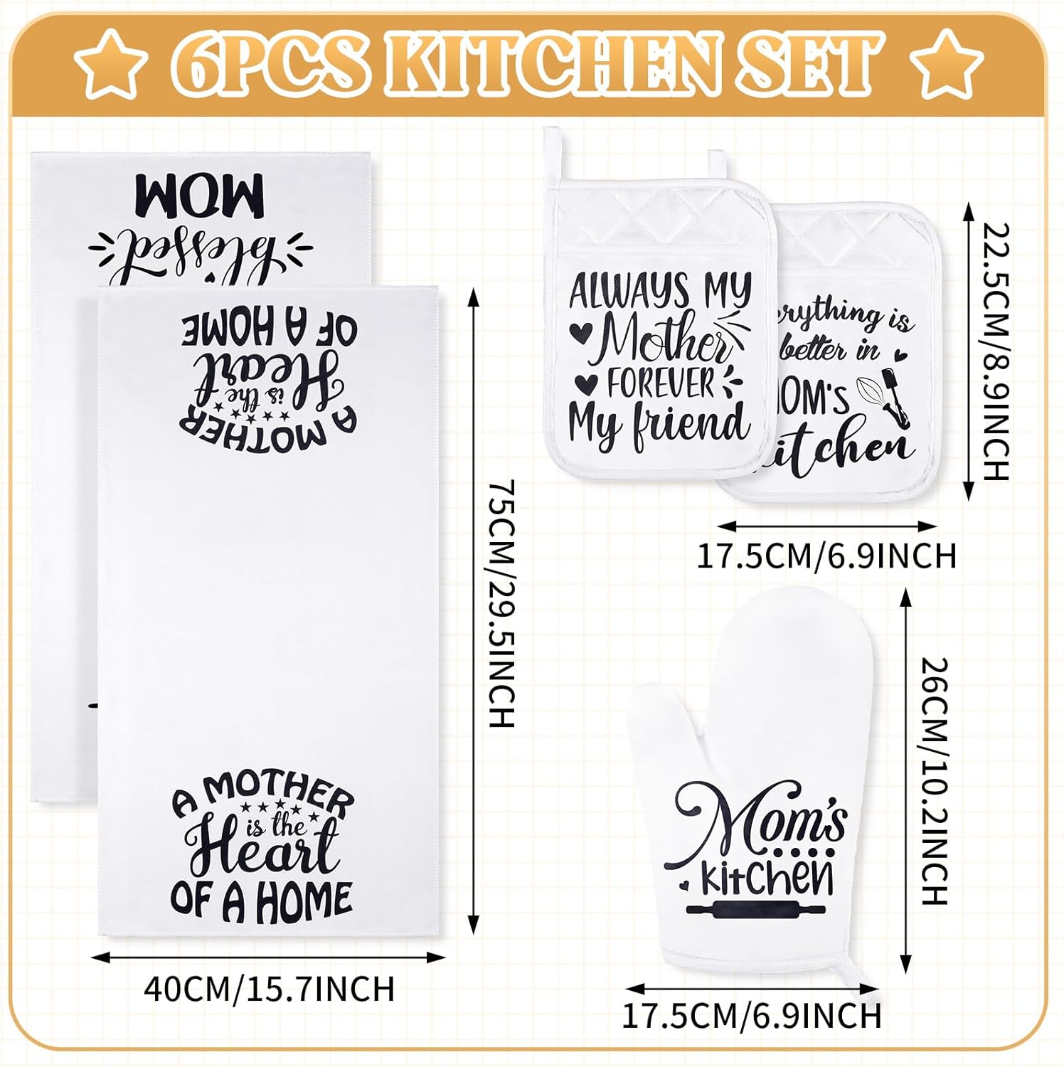Shinymoon Oven Mitts and Apron Kitchen Gift Set