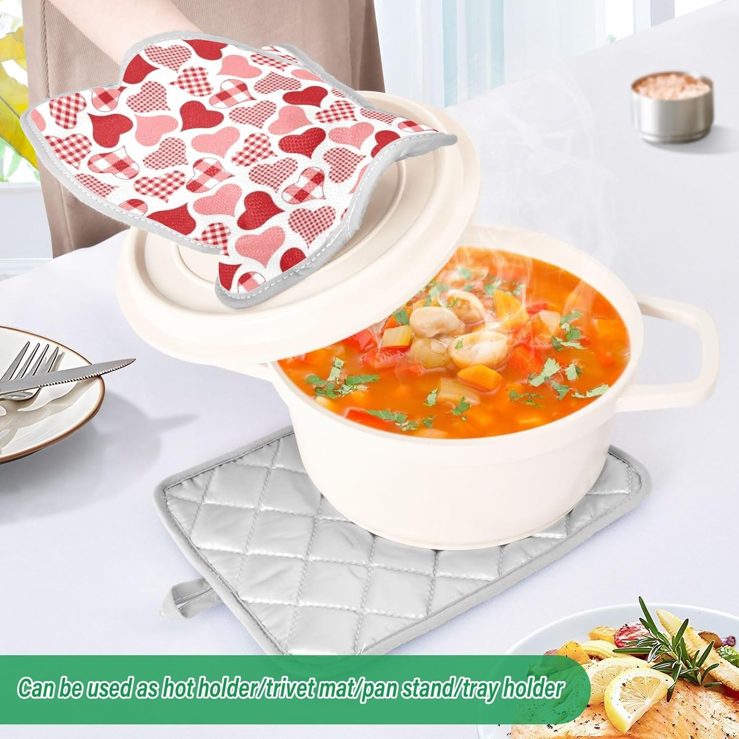 Kcldeci Check Hearts 2-Pack Pot Holder Set