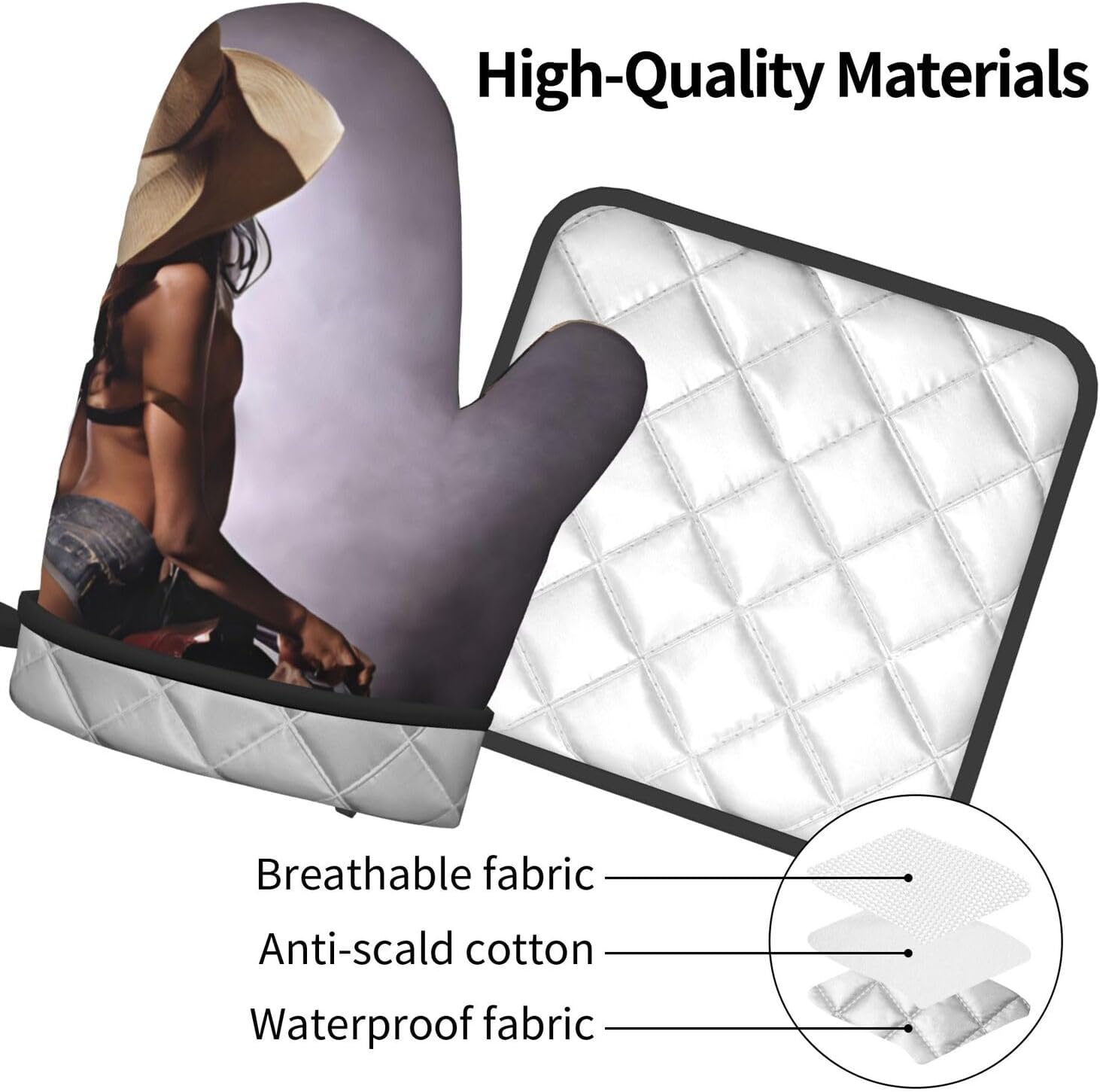 Quopvn Oven Mitts Pot Holders 2PCS Set Non-Slip Heat Resistant Kitchen Gloves