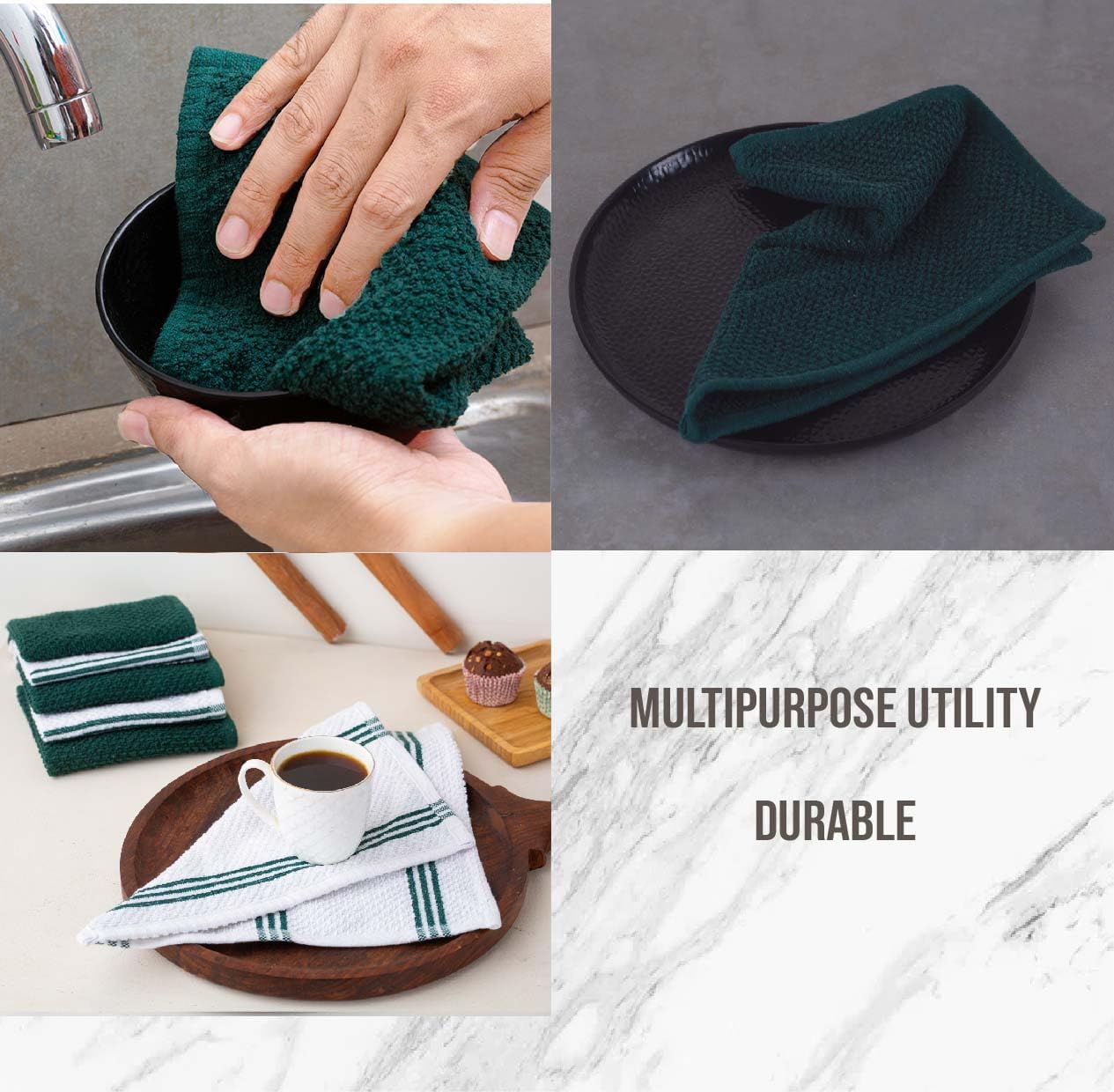 Lane Linen 16-Piece Kitchen Towel Set - Green