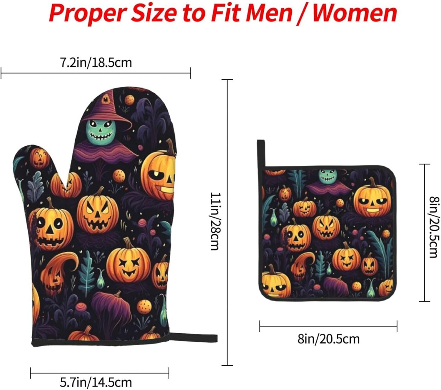 Spooky Halloween Heat-Resistant Oven Mitts for Grilling Cooking