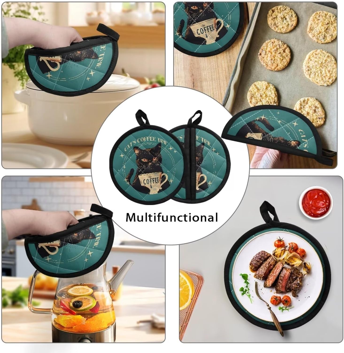 2-in-1 Heat Resistant Pot Holder Set for Cooking Baking