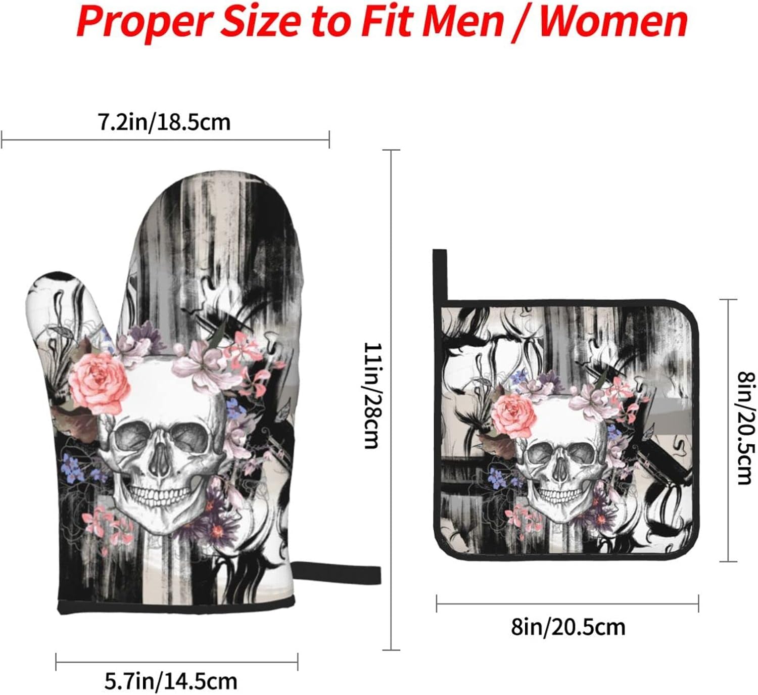 Muxxirt Gothic Skull Oven Mitts