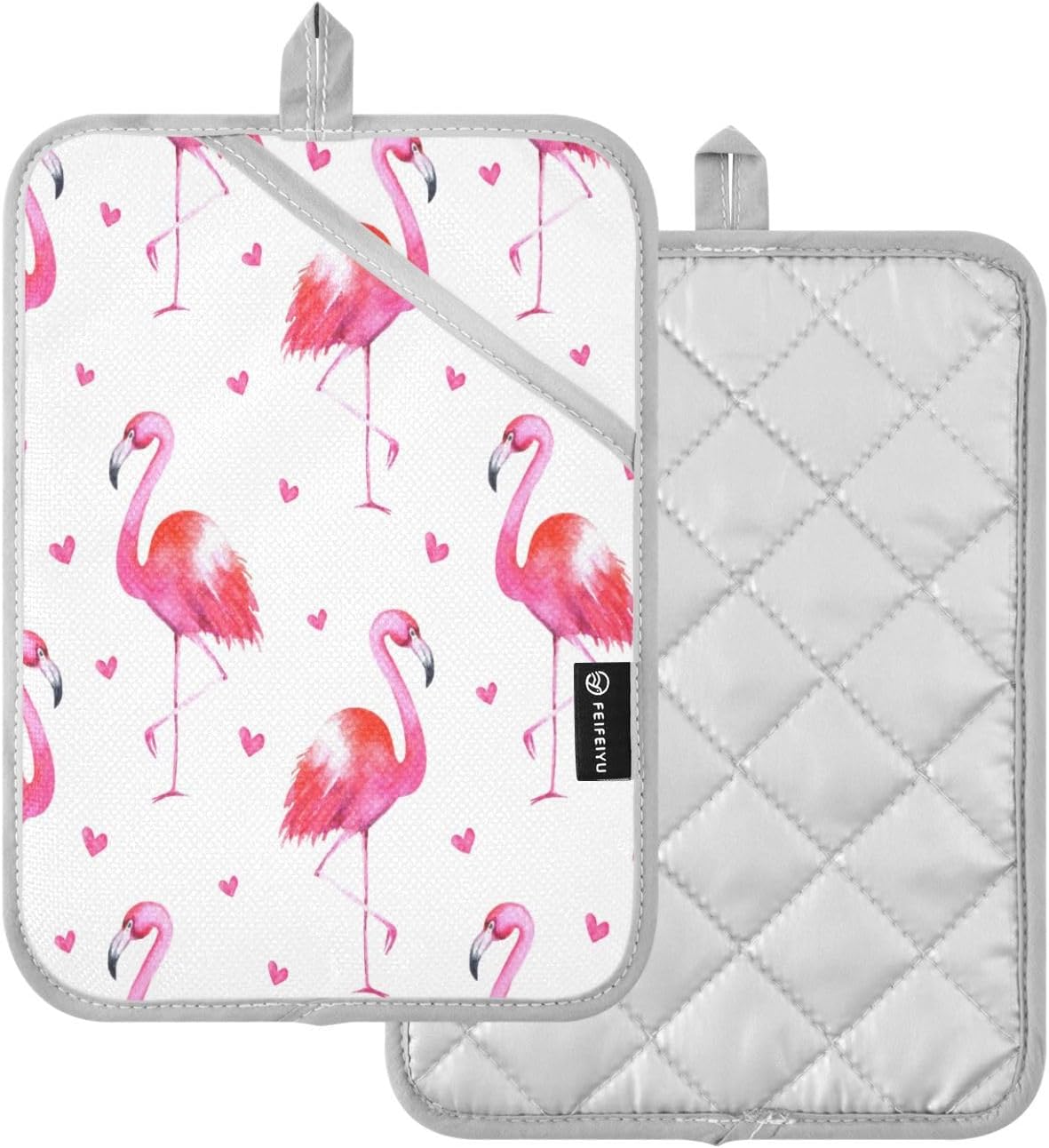 Flamingo Hearts Pot Holders 2-Pack