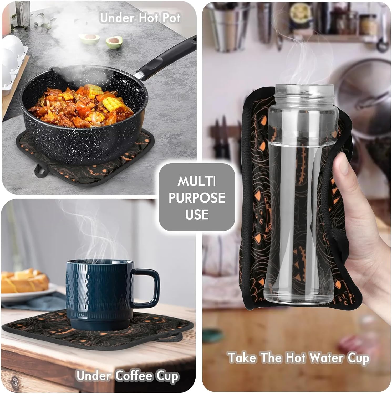 Scary Halloween Pumpkin Oven Mitt Set
