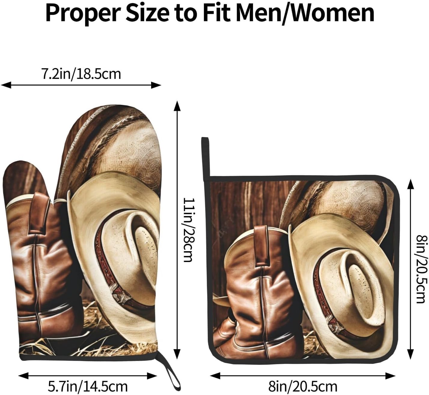 Fortified Cowboy Hat 2-Piece Oven Mitt Pot Holder Set