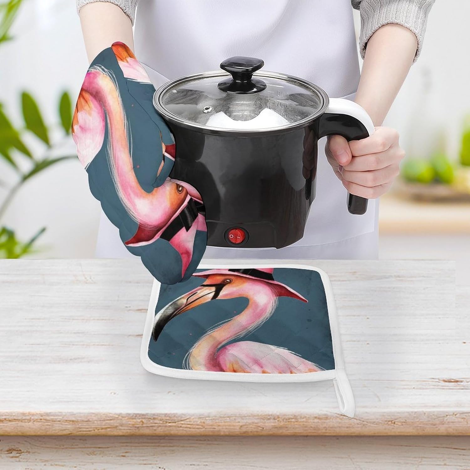 Halloween Flamingo Oven Mitts Set