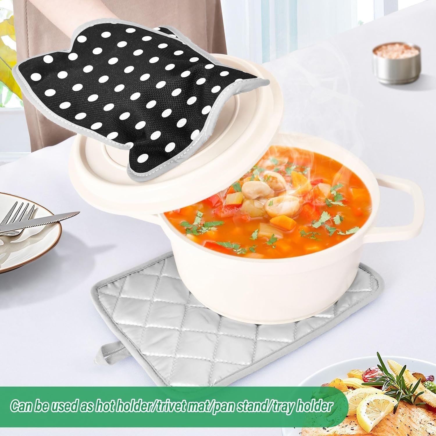 Dalzium Potholder Polka Dots Set Heat-Resistant
