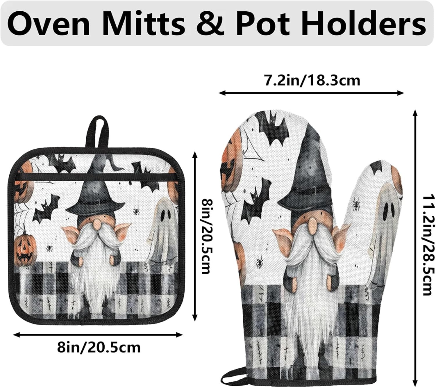 TropicalLife Gnomes Oven Mitts and Pot Holders 4 pcs Set