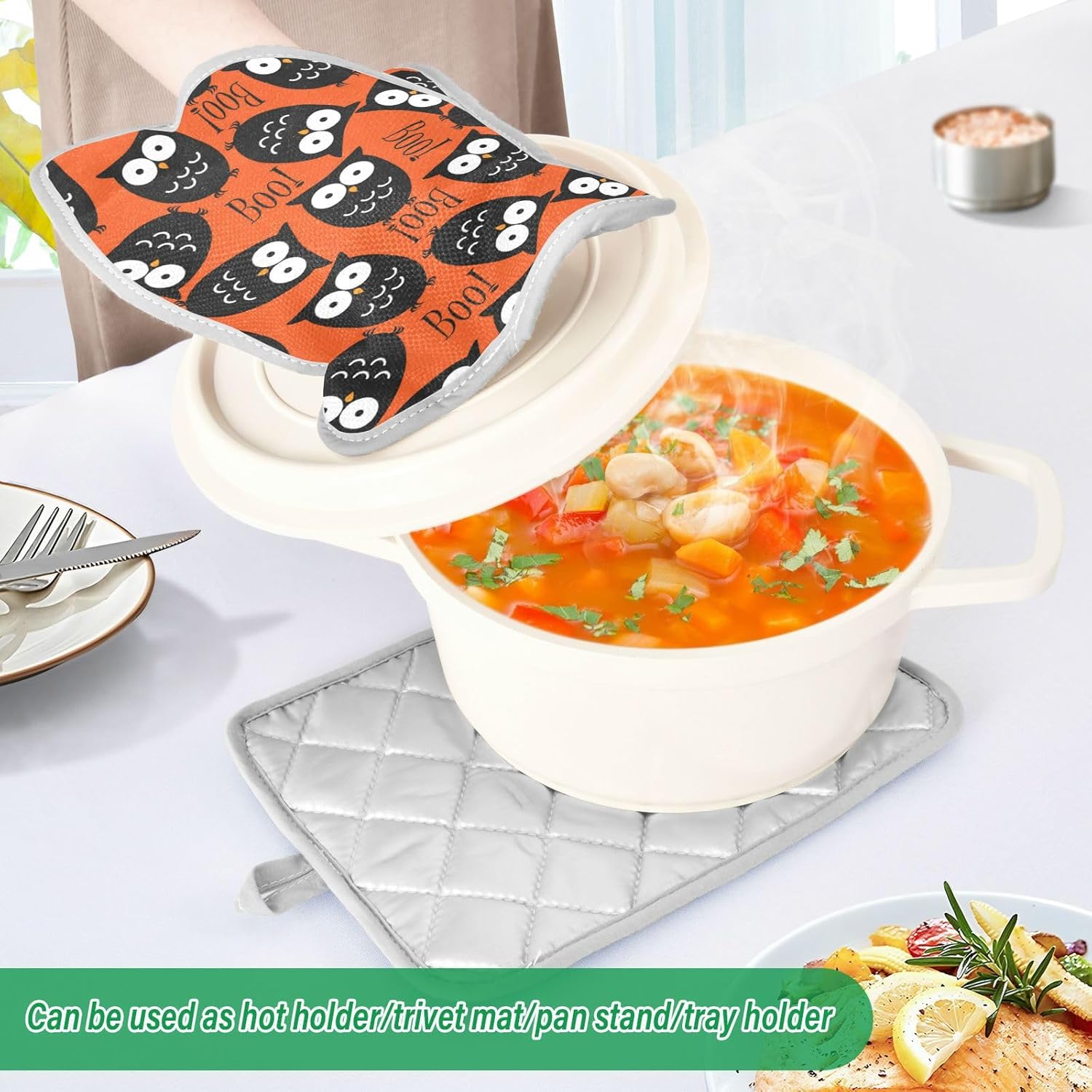 Halloween Cute Owls Potholders Set