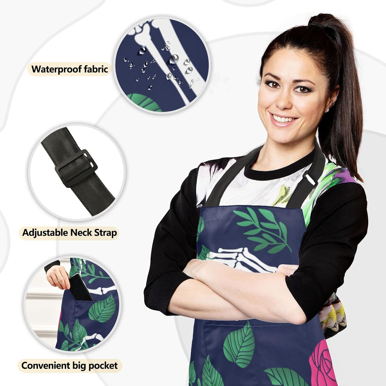 5Pcs Halloween Skull Flowers Oven Mitts Pot Holder Set