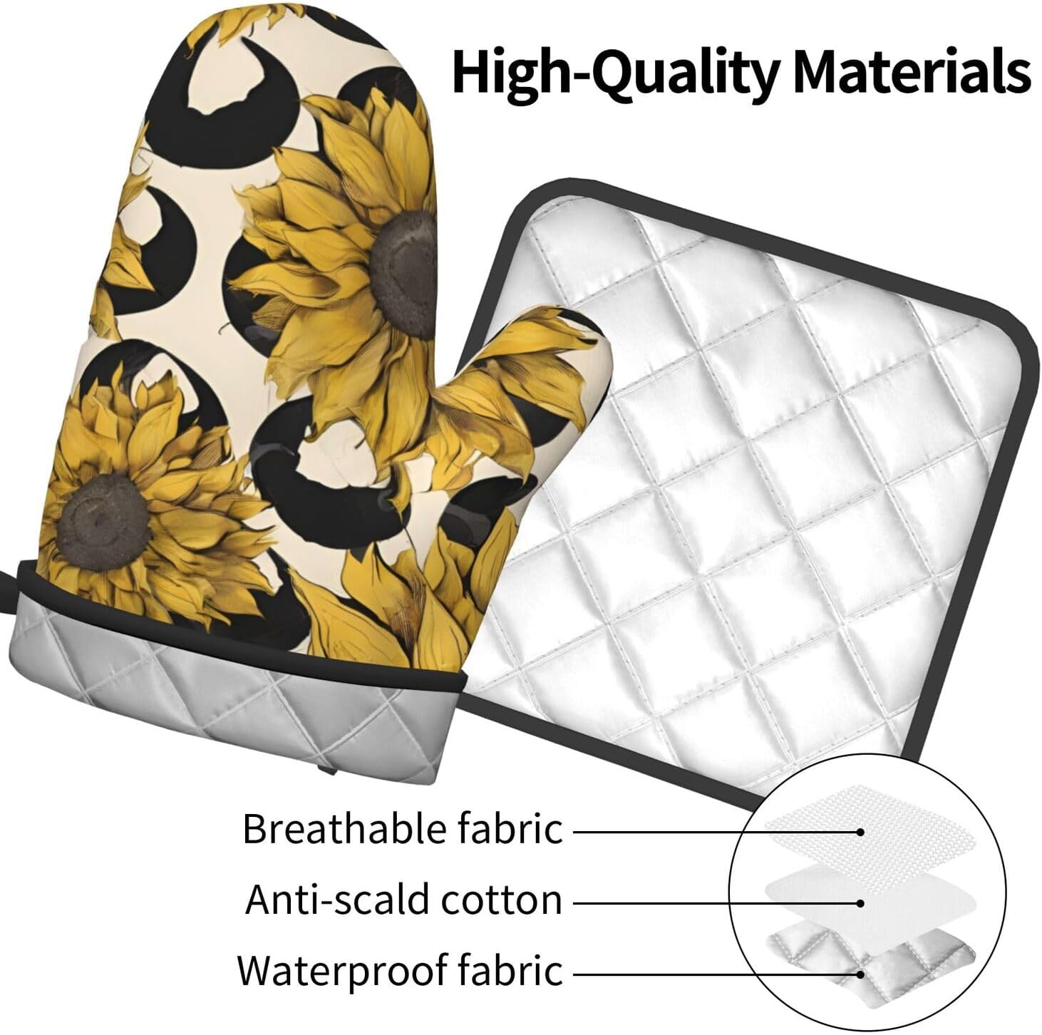 Sunflower Oven Mitts Set - 2-Piece Heat-Resistant KitchenP_globes
