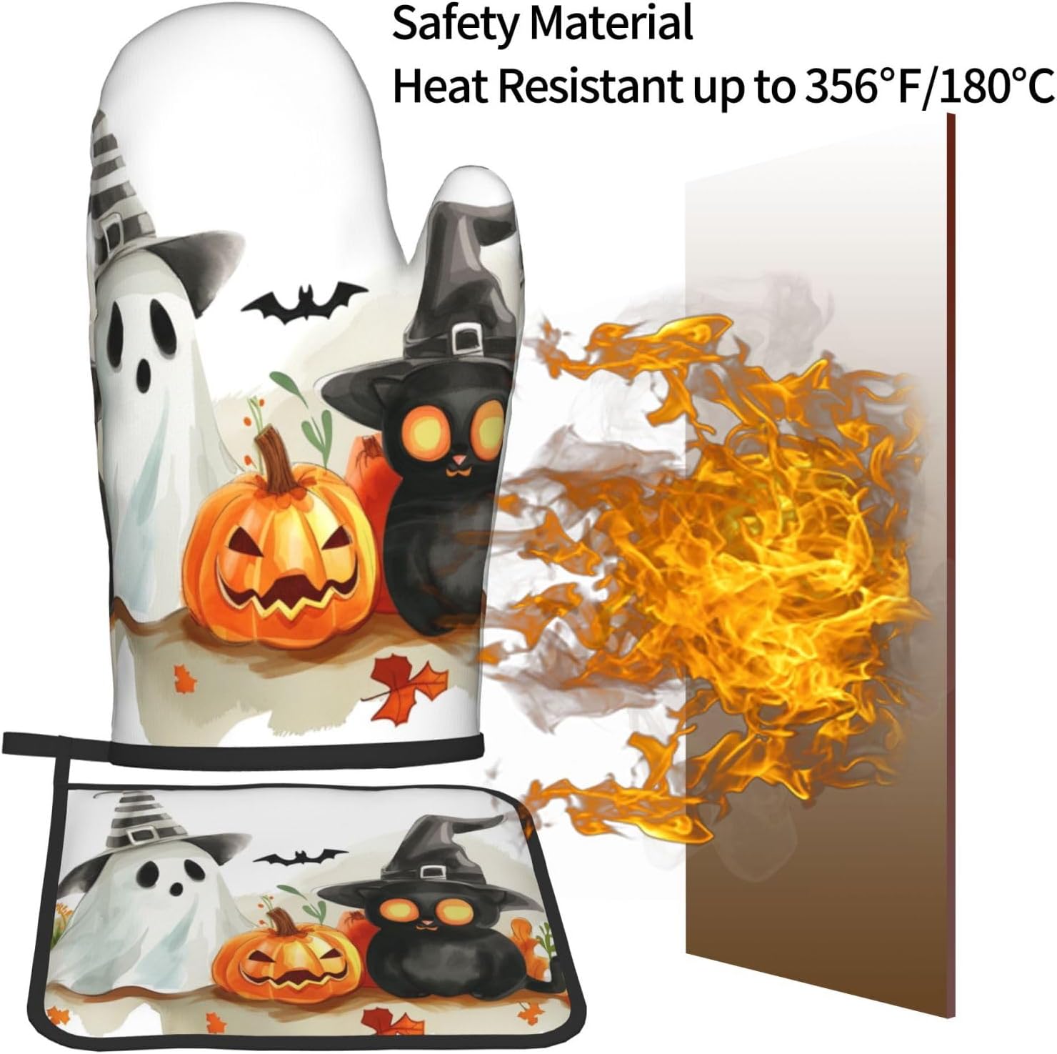 Cute Halloween Ghost Oven Mitts Set