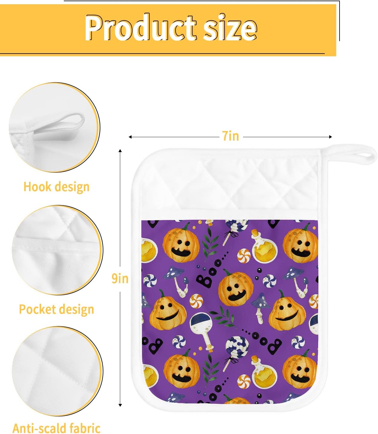 Unique Halloween Boo Pot Holders Set of 5