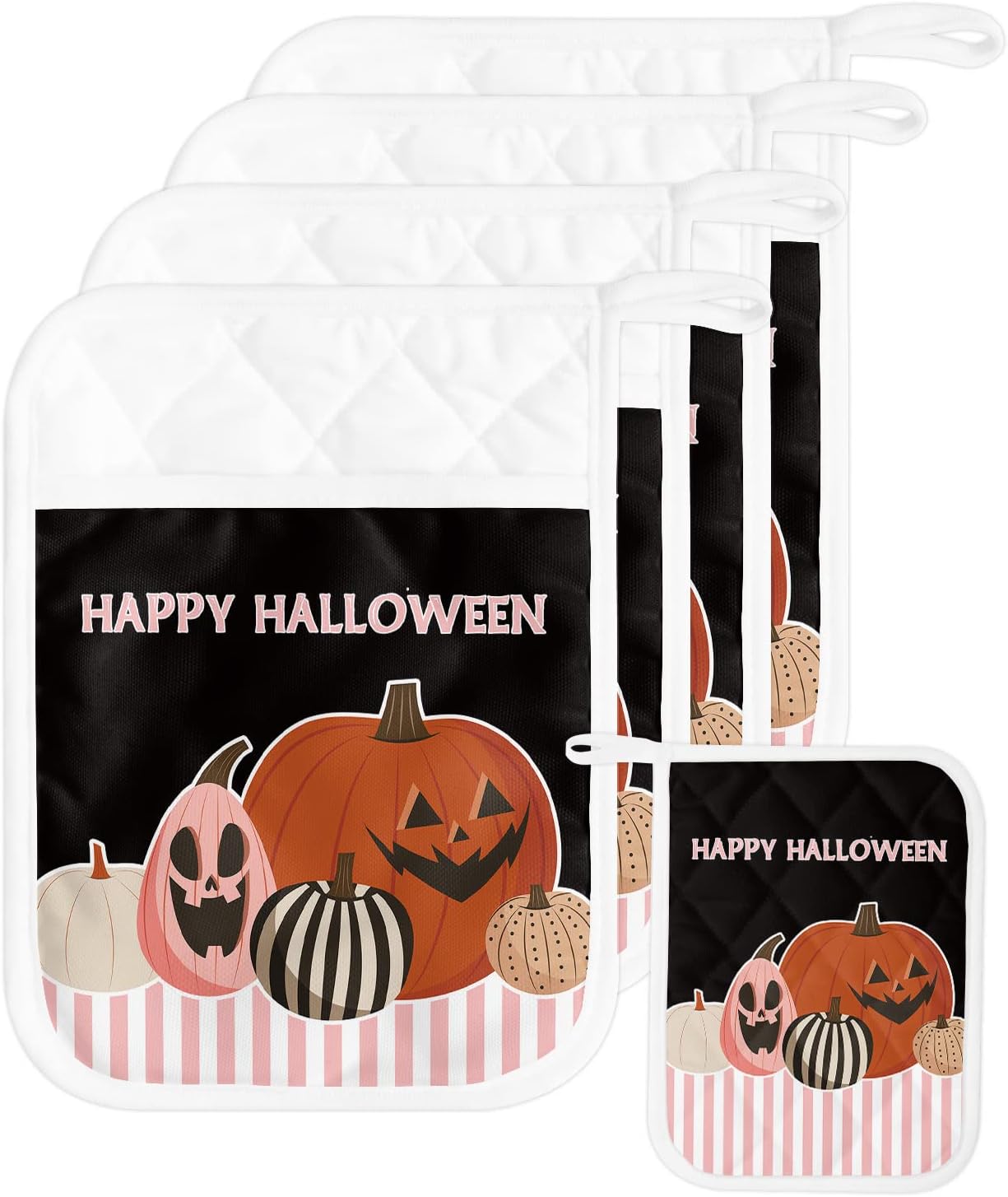 5PCS Halloween Orange Potholders for Kitchen Use
