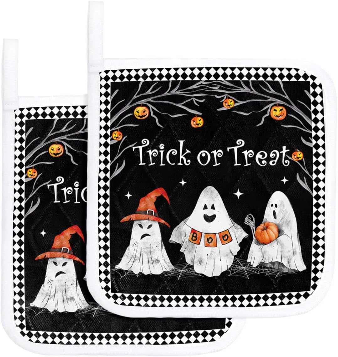 Shine-Home 2 Pack Halloween Pot Holders with Hanging Loop