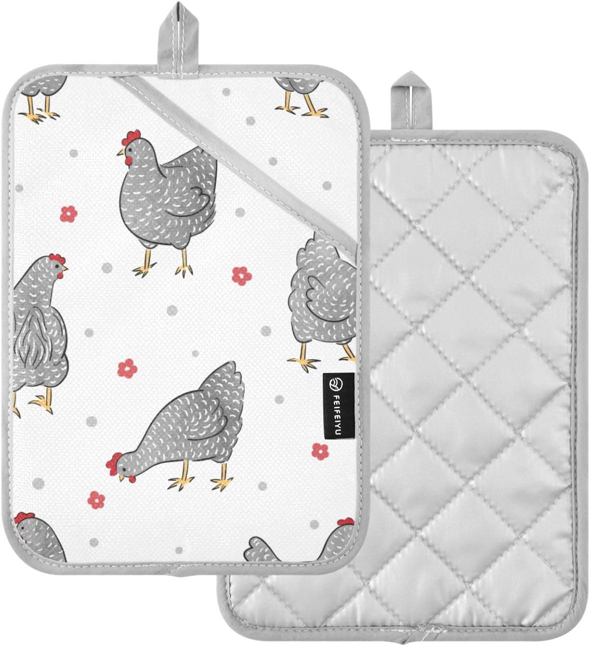 Dalzium Potholder Set of 2 Heat Resistant Oven Mitts with Hand Pocket