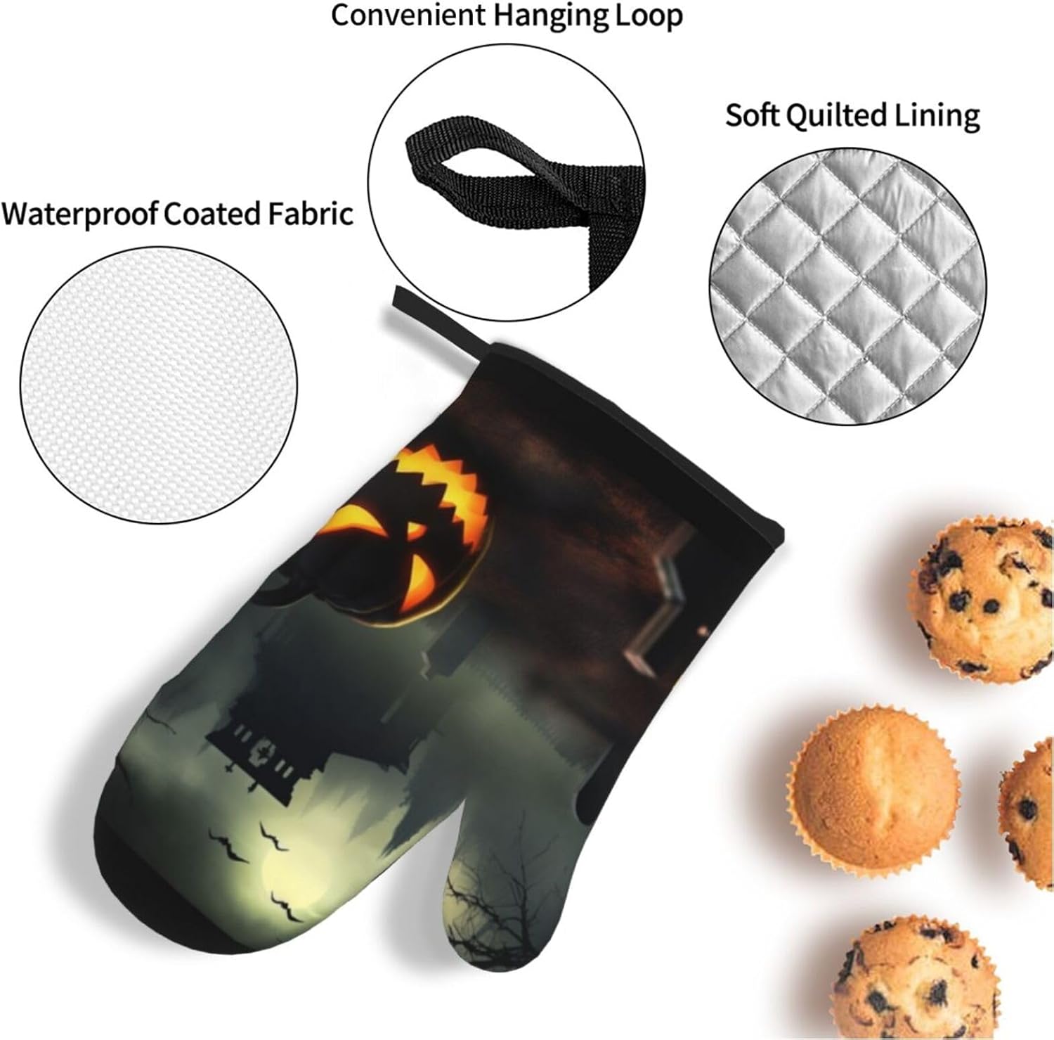 4PCS Halloween Horror Oven Mitts and Pot Holders Set
