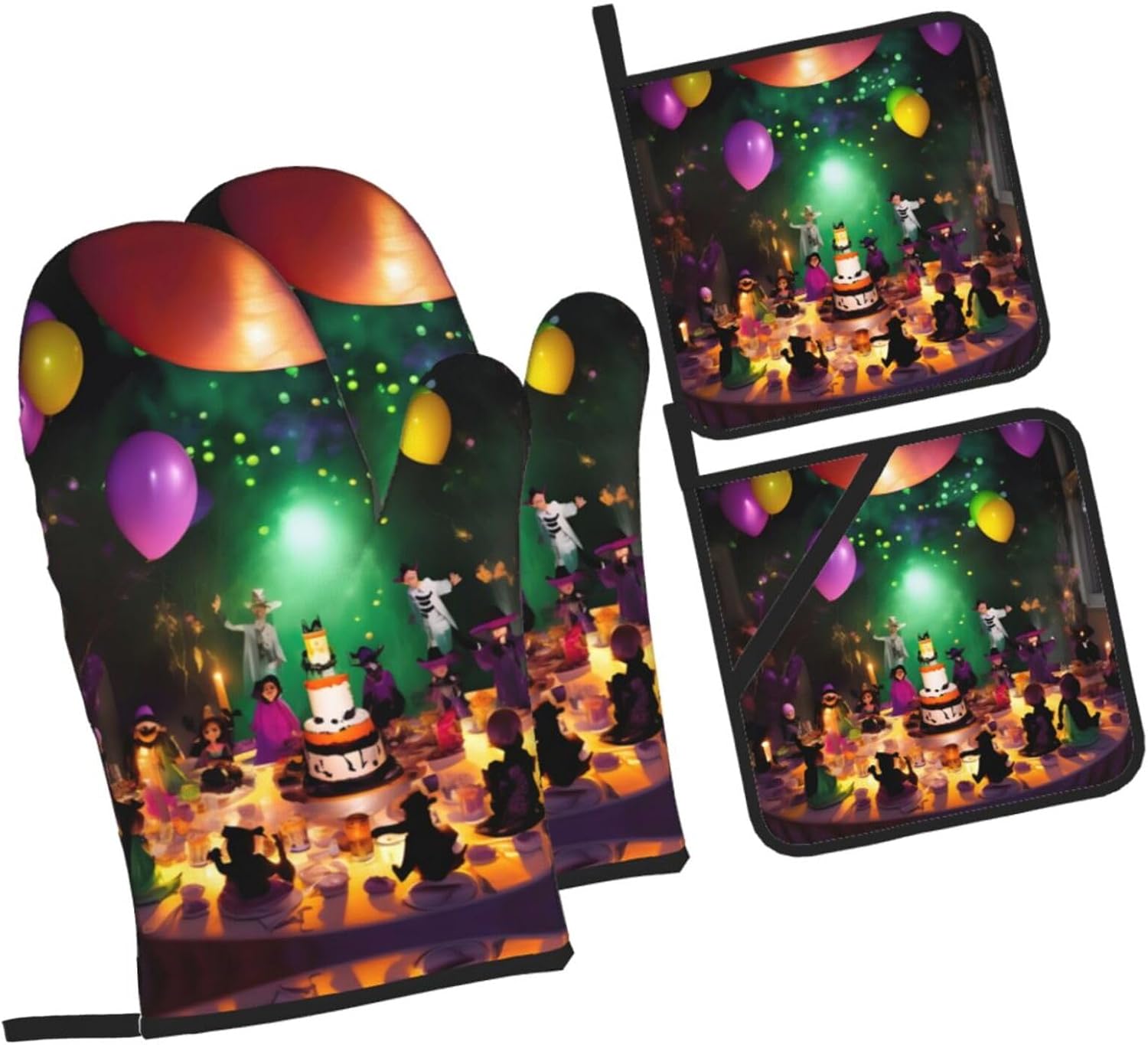 Halloween Party Oven Mitts Heat-Resistant Waterproof Durable