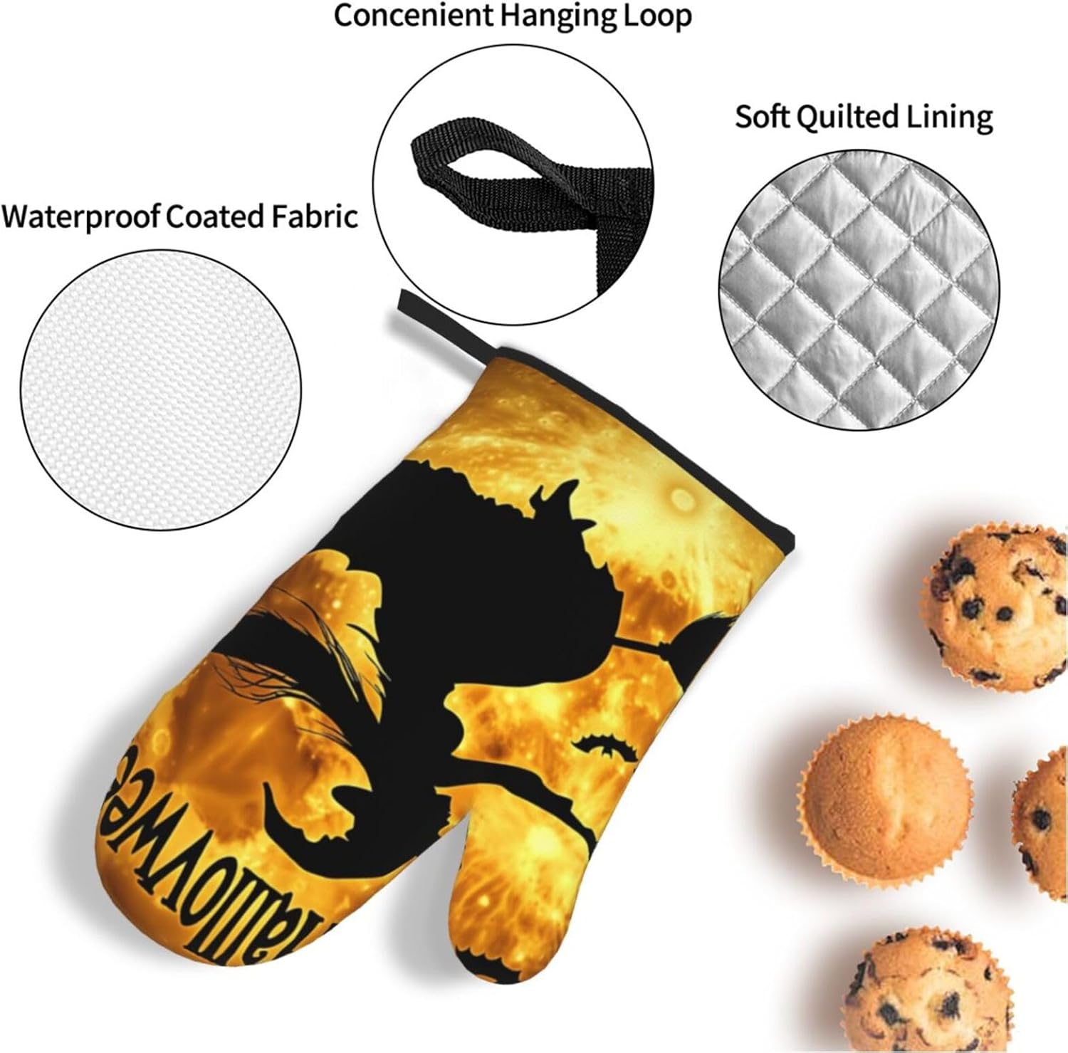 Halloween Thermal Oven Mitts Set 4-Piece with Potholders