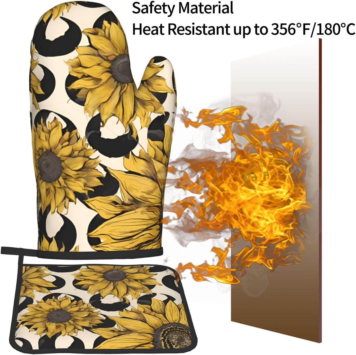 Sunflower Oven Mitts Set - 2-Piece Heat-Resistant KitchenP_globes