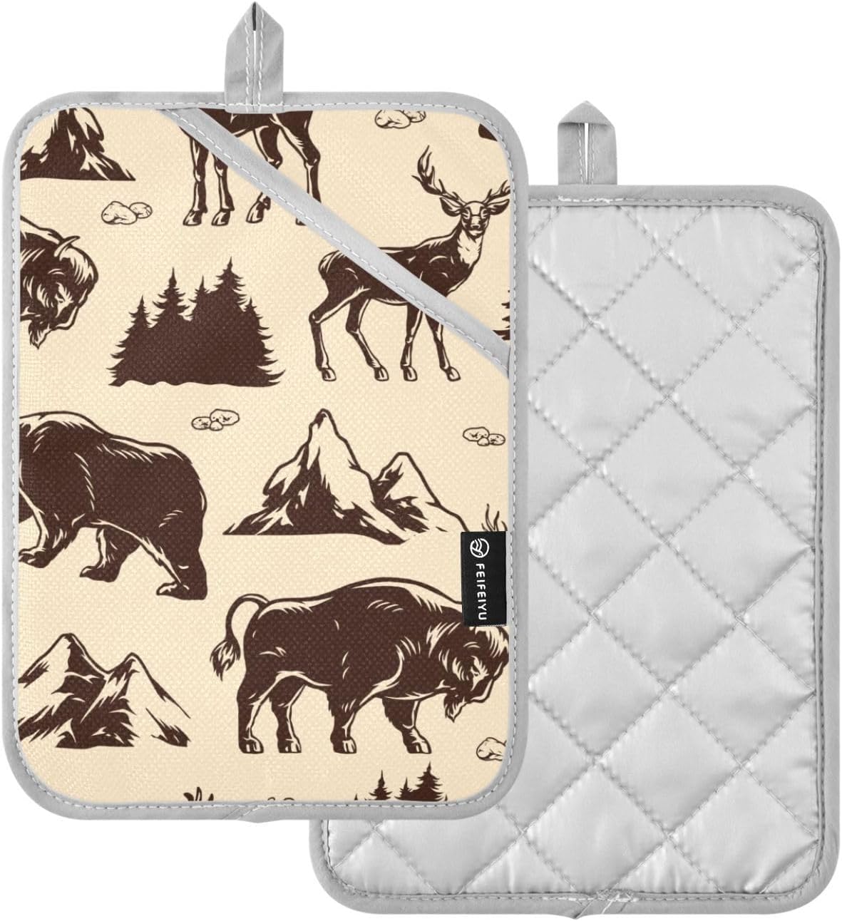 Potholder Set for Cooking Baking Heat-Resistant with Animal Designs