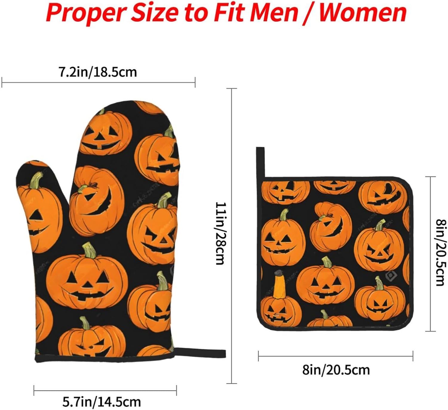 Vuiopuf Halloween Pumpkin Oven Mitts 4-Piece Set