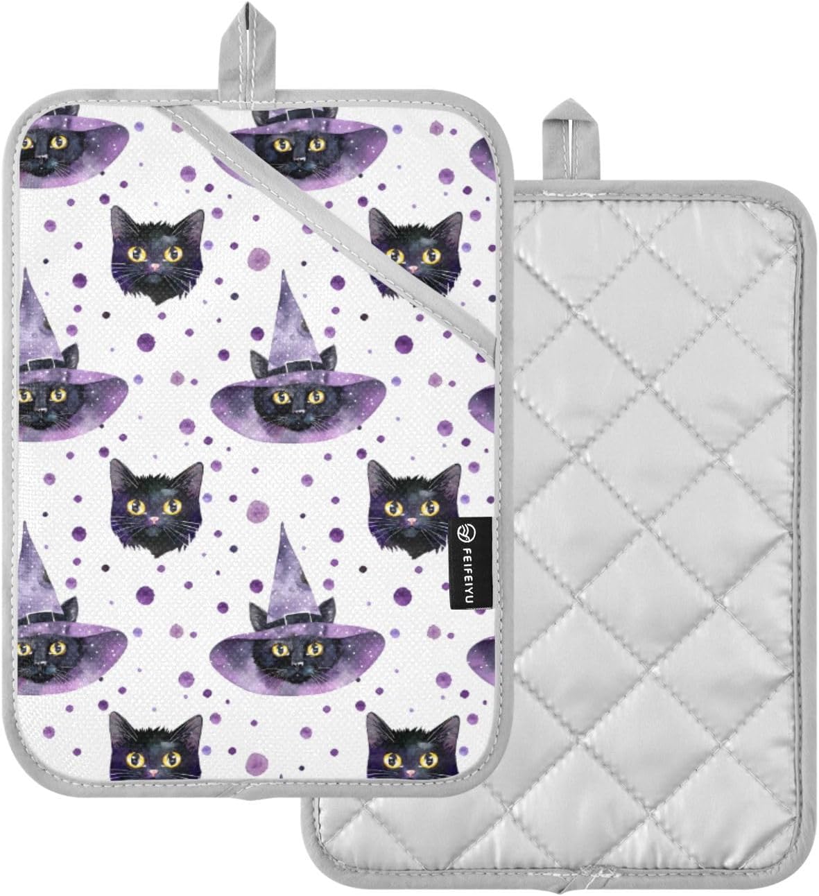 Halloween Cats Witch Hats Pot Holder Set