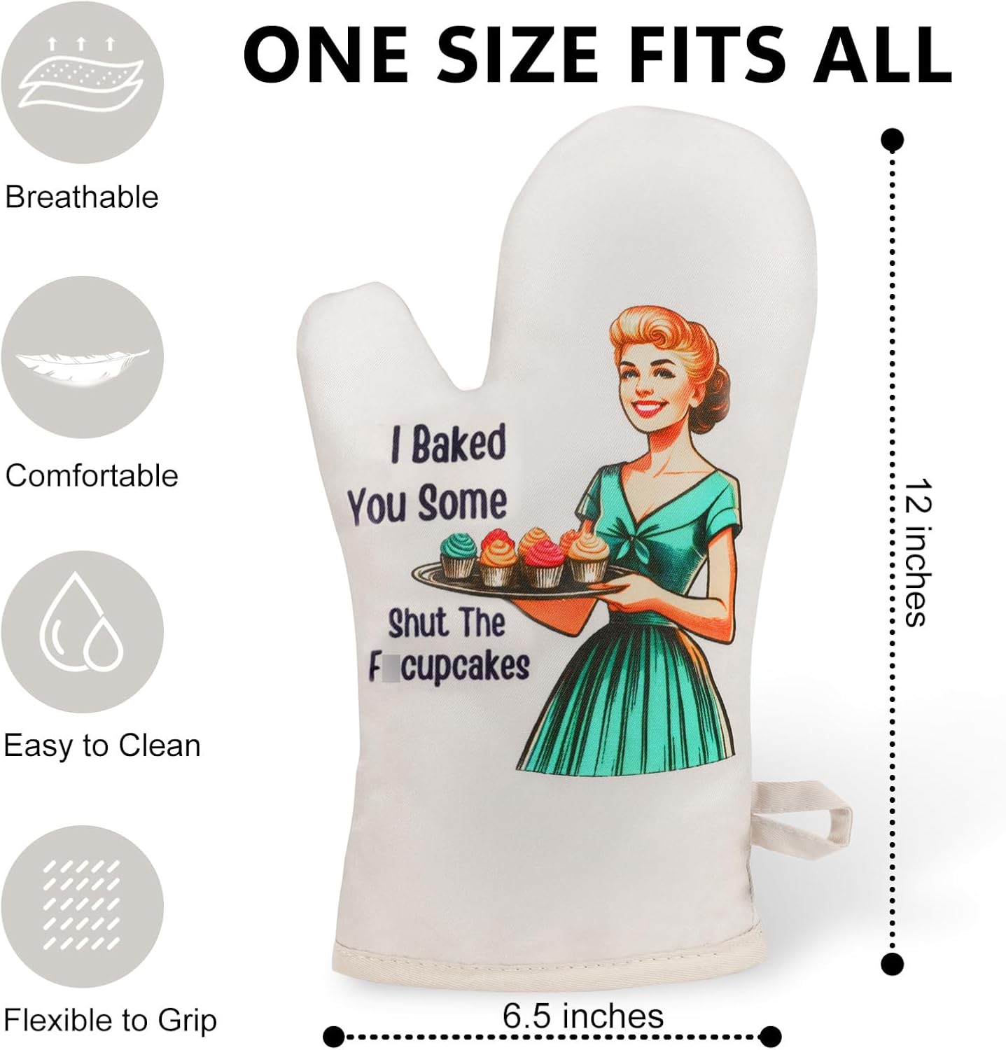 Funny Oven Mitts for Women with Shout the Fucupcakes Text