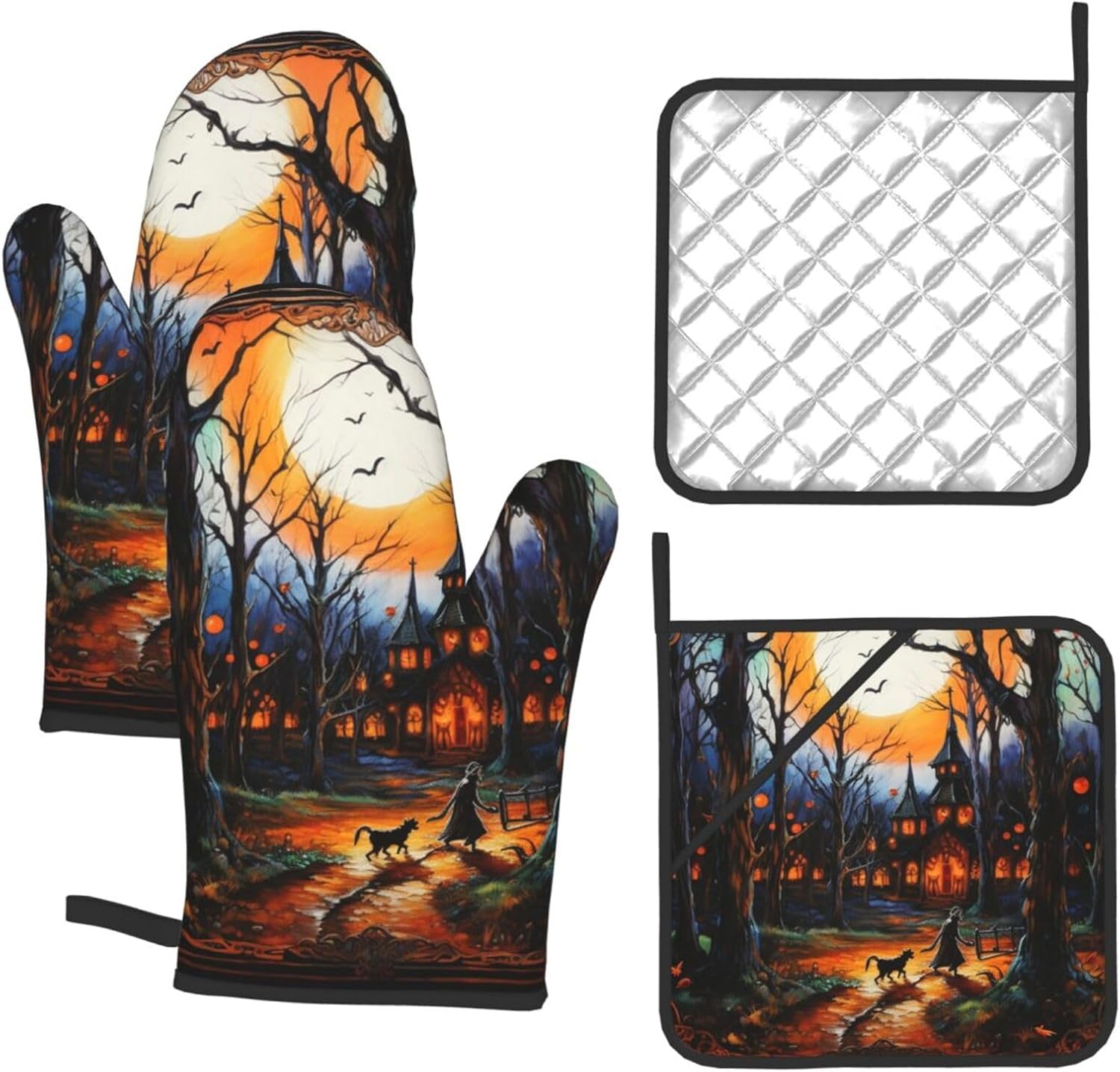 Heat-Resistant Oven Mitts Set for Baking Cooking